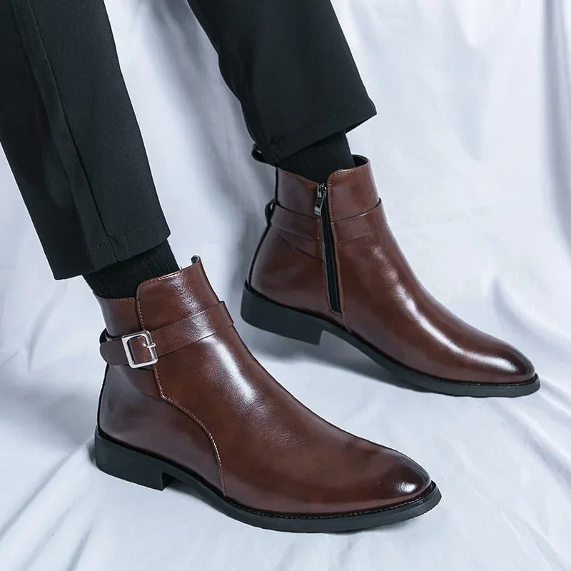 Savonti Leather Buckle Boots