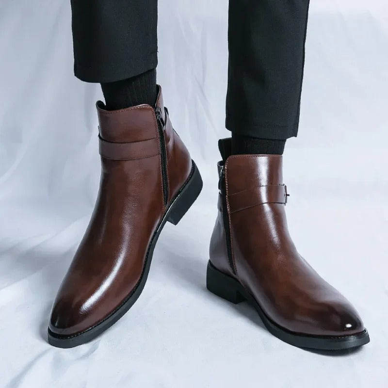Savonti Leather Buckle Boots
